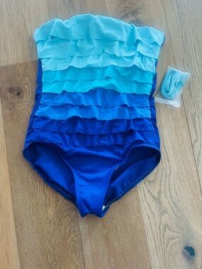 Magicsuit Girls Ombre Ruffle One-Piece Swimsuit - Aqua to Royal Blue